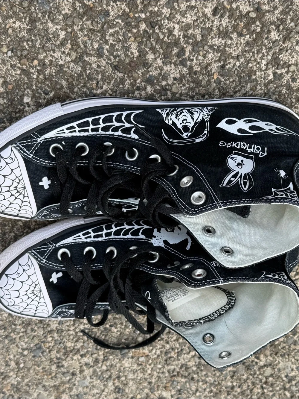 Black Graphic High-Top Sneakers